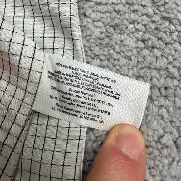 Brooks Brothers Extra Slim Non Iron Dress Shirt Mens 16 34 White Blue Check Work - Picture 9 of 16